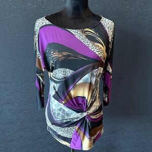 Cache Women's Blouse in Purple, Black, and Gold